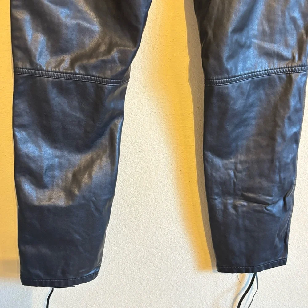 New The Kooples Faux Leather Pants Lace Up Zip up Slide Clasp Closure Sz 4 - Picture 8 of 14